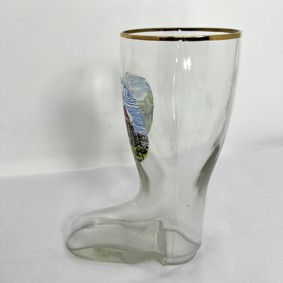 October Fest Liquor Beer Boot GLASS Cup Augsburg Pressed Clear Collect RARE VTG - Picture 12 of 12